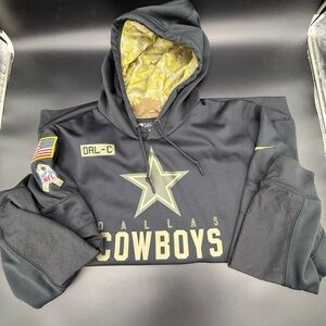 Salute to service Nike Dallas Cowboys Black & Olive Camo-Lined Pullover Hoodie